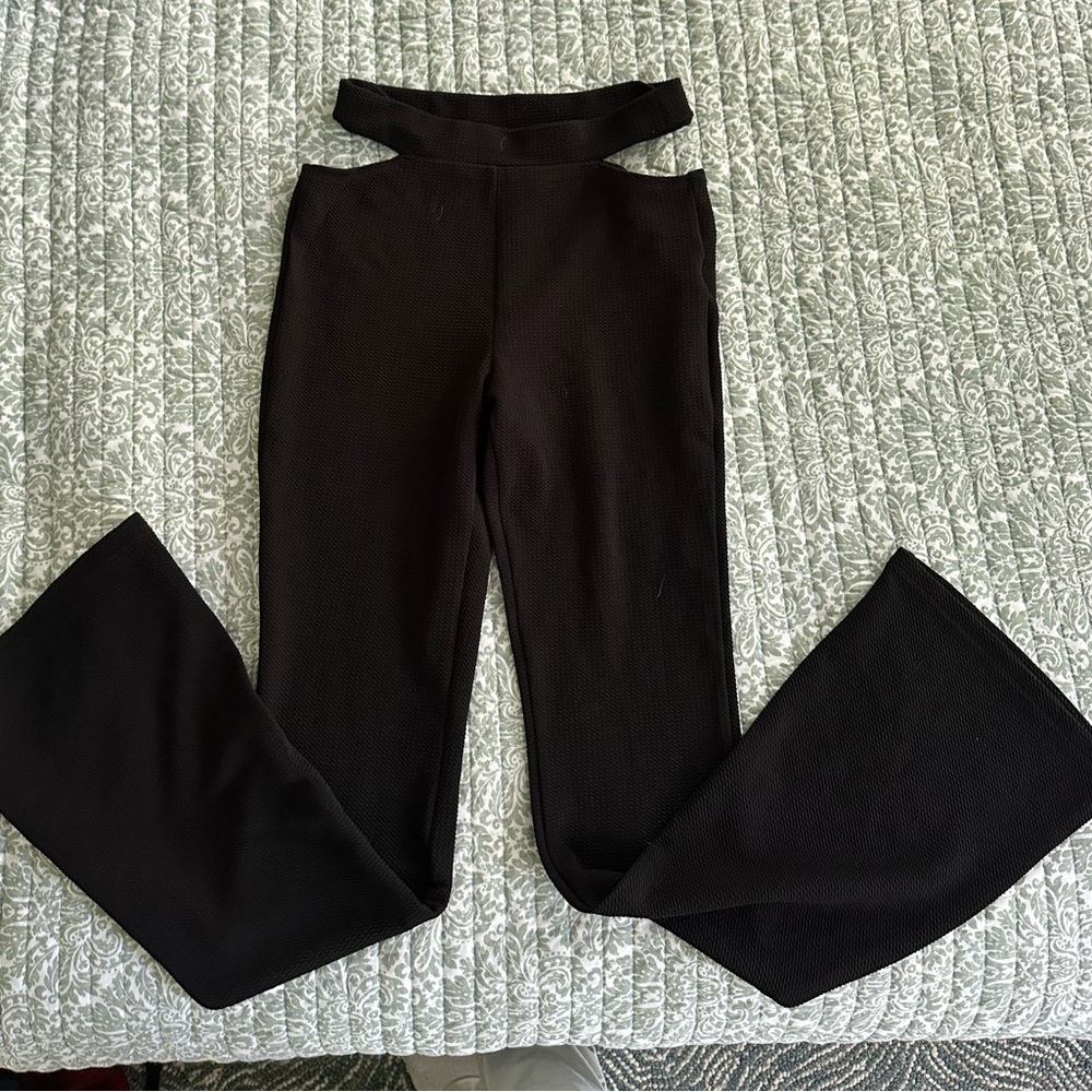 Chic Black Cut-Out Flare Pants